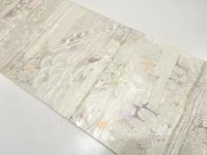 二重引箔　屋敷風景模様織り出し　袋帯